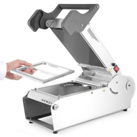 Zgrzewarka do pojemników tacek obiadowych na wynos + matryca 700 W - Hendi 976722 Zgrzewarka do pojemników tacek obiadowych na wynos + matryca 700 W - Hendi 976722