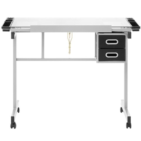 Biurko stół kreślarski szklany mobilny z szufladami do rysowania szkicowania 104x60 cm Biurko stół kreślarski szklany mobilny z szufladami do rysowania szkicowania 104x60 cm