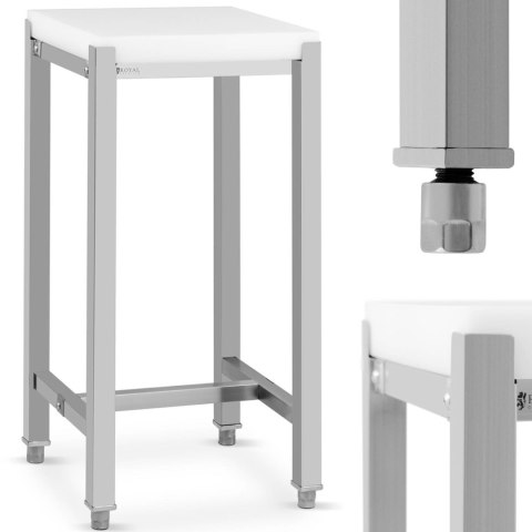 Kloc masarski rozbiorowy z polietylenu na stalowej podstawie 40 x 40 x 88 cm Kloc masarski rozbiorowy z polietylenu na stalowej podstawie 40 x 40 x 88 cm