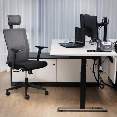 Krzesło fotel biurowy siatkowy ergonomiczny z podparciem lędźwi i zagłówkiem maks. 150 kg Krzesło fotel biurowy siatkowy ergonomiczny z podparciem lędźwi i zagłówkiem maks. 150 kg