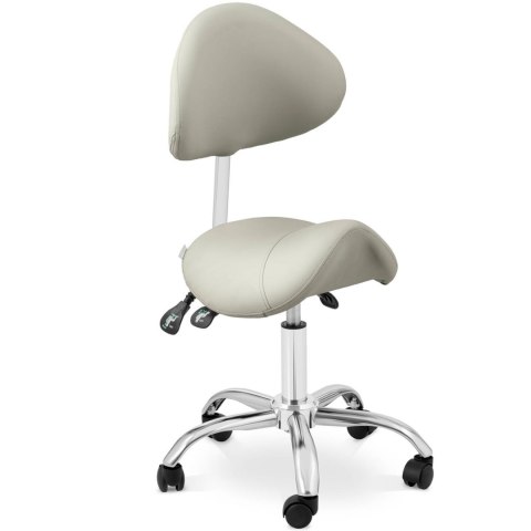 Krzesło kosmetyczne siodłowe z oparciem obrotowe regulowane MANNHEIM GREY szare Krzesło kosmetyczne siodłowe z oparciem obrotowe regulowane MANNHEIM GREY szare