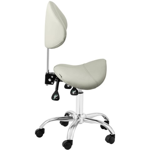 Krzesło kosmetyczne siodłowe z oparciem obrotowe regulowane MANNHEIM GREY szare Krzesło kosmetyczne siodłowe z oparciem obrotowe regulowane MANNHEIM GREY szare