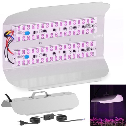 Lampa do wzrostu uprawy roślin pełne spektrum 25 x 17 cm 136 LED 100 W srebrna Lampa do wzrostu uprawy roślin pełne spektrum 25 x 17 cm 136 LED 100 W srebrna