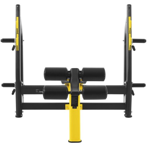 Ławka ławeczka treningowa skośna pod sztangę do wyciskania głową w dół czarno-żółta Ławka ławeczka treningowa skośna pod sztangę do wyciskania głową w dół czarno-żółta