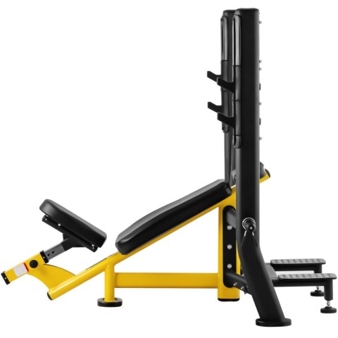 Ławka ławeczka treningowa skośna pod sztangę do wyciskania głową w górę czarno-żółta Ławka ławeczka treningowa skośna pod sztangę do wyciskania głową w górę czarno-żółta