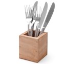 Pojemnik na sztućce drewniany kwadratowy 80x80x95 mm - Hendi 664186