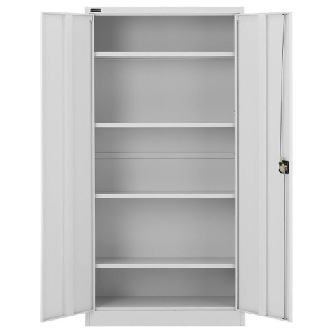 Szafa biurowa metalowa na dokumenty 4 półki z drzwiami uchylnymi wys. 180 cm SZARA Szafa biurowa metalowa na dokumenty 4 półki z drzwiami uchylnymi wys. 180 cm SZARA