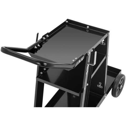 Wózek spawalniczy warsztatowy z miejscem na butlę gazową 3 półkami rączką do 80 kg Wózek spawalniczy warsztatowy z miejscem na butlę gazową 3 półkami rączką do 80 kg