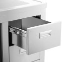 Zlew basen gastronomiczny dwukomorowy z szafką z drzwiami przesuwnymi szufladami stalowy 160 x 60 x 95 cm Zlew basen gastronomiczny dwukomorowy z szafką z drzwiami przesuwnymi szufladami stalowy 160 x 60 x 95 cm