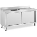 Zlew basen gastronomiczny jednokomorowy z szafką z drzwiami przesuwnymi 160 x 60 x 94.5 cm Zlew basen gastronomiczny jednokomorowy z szafką z drzwiami przesuwnymi 160 x 60 x 94.5 cm