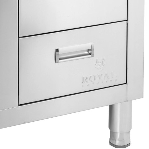 Zlew basen gastronomiczny jednokomorowy z szafką z drzwiami przesuwnymi szufladami stalowy 100 x 60 x 94.5 cm Zlew basen gastronomiczny jednokomorowy z szafką z drzwiami przesuwnymi szufladami stalowy 100 x 60 x 94.5 cm