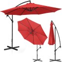 Parasol ogrodowy na wysięgniku okrągły uchylny śr. 300 cm czerwony Parasol ogrodowy na wysięgniku okrągły uchylny śr. 300 cm czerwony