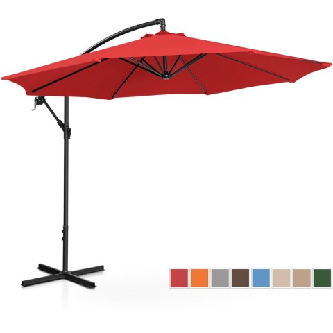Parasol ogrodowy na wysięgniku okrągły uchylny śr. 300 cm czerwony Parasol ogrodowy na wysięgniku okrągły uchylny śr. 300 cm czerwony