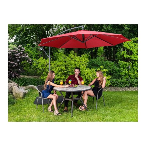Parasol ogrodowy na wysięgniku okrągły uchylny śr. 300 cm czerwony Parasol ogrodowy na wysięgniku okrągły uchylny śr. 300 cm czerwony