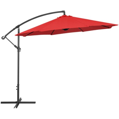 Parasol ogrodowy na wysięgniku okrągły uchylny śr. 300 cm czerwony Parasol ogrodowy na wysięgniku okrągły uchylny śr. 300 cm czerwony