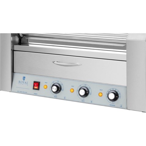 Podgrzewacz grill rolkowy do parówek hot-dogów z szufladą i osłoną - 7 rolek