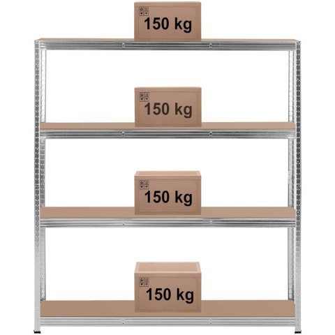 Regał magazynowy metalowy 4 półki 600 kg 160 x 40 x 180 cm szary Regał magazynowy metalowy 4 półki 600 kg 160 x 40 x 180 cm szary