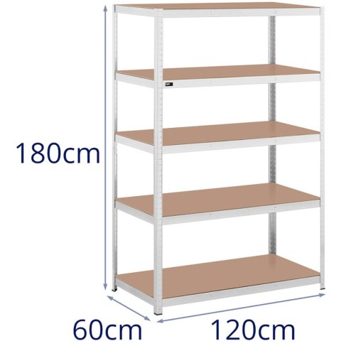 Regał magazynowy metalowy 5 półek 750 kg 120 x 60 x 180 cm szary Regał magazynowy metalowy 5 półek 750 kg 120 x 60 x 180 cm szary