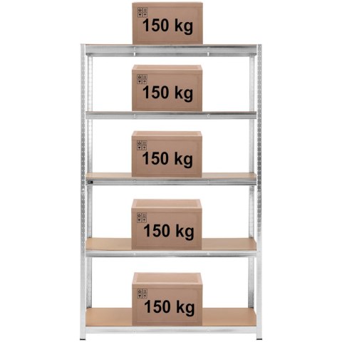 Regał magazynowy metalowy 5 półek 750 kg 120 x 60 x 197 cm szary Regał magazynowy metalowy 5 półek 750 kg 120 x 60 x 197 cm szary