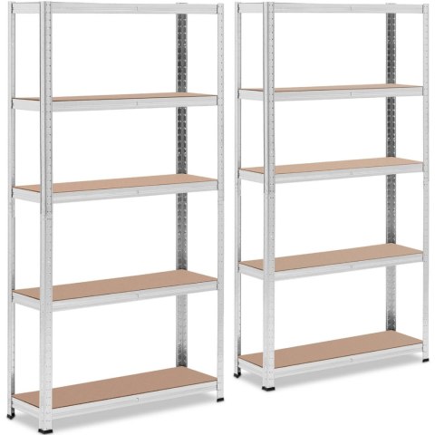 Regał magazynowy metalowy 5 półek 875 kg 90 x 30 x 180 cm szary 2 szt. Regał magazynowy metalowy 5 półek 875 kg 90 x 30 x 180 cm szary 2 szt.