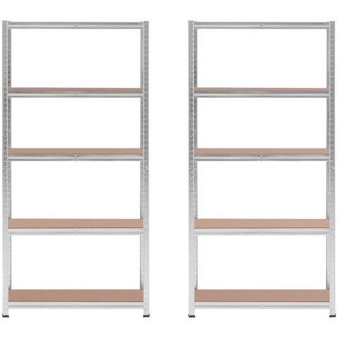 Regał magazynowy metalowy 5 półek 875 kg 90 x 30 x 180 cm szary 2 szt. Regał magazynowy metalowy 5 półek 875 kg 90 x 30 x 180 cm szary 2 szt.