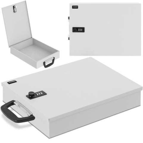 Sejf kasetka metalowa na dokumenty z zamkiem szyfrowym 355 x 255 x 70 mm DIN A6 Sejf kasetka metalowa na dokumenty z zamkiem szyfrowym 355 x 255 x 70 mm DIN A6
