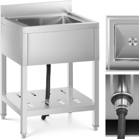 Zlew basen gastronomiczny jednokomorowy z półką i rantem 60 x 60 x 94 cm Zlew basen gastronomiczny jednokomorowy z półką i rantem 60 x 60 x 94 cm
