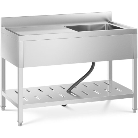 Zlew basen gastronomiczny jednokomorowy z półką i rantem prawy 120 x 60 x 94,5 cm Zlew basen gastronomiczny jednokomorowy z półką i rantem prawy 120 x 60 x 94,5 cm