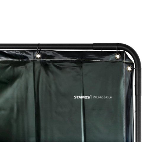 Ekran kurtyna spawalnicza ochronna z ramą na kółkach 240 x 180 cm - czarna Ekran kurtyna spawalnicza ochronna z ramą na kółkach 240 x 180 cm - czarna