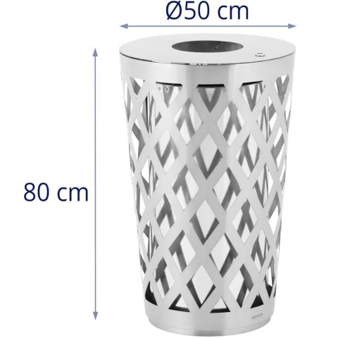 Kosz na odpady śmieci miejski zewnętrzny okrągły śr. 50 x 80 cm STAL szary Kosz na odpady śmieci miejski zewnętrzny okrągły śr. 50 x 80 cm STAL szary