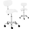 Krzesło kosmetyczne siodłowe na kółkach Hamburg do 150 kg białe Krzesło kosmetyczne siodłowe na kółkach Hamburg do 150 kg białe