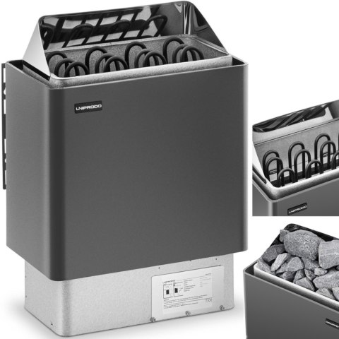 Piec do sauny elektryczny 5-9 m3 do 110C 400 V 6 kW czarno-srebrny Piec do sauny elektryczny 5-9 m3 do 110C 400 V 6 kW czarno-srebrny