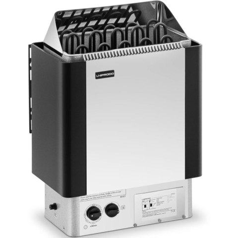 Piec do sauny elektryczny z wbudowanym sterowaniem 9-13 m3 do 110C 400 V 9 kW srebrno-czarny Piec do sauny elektryczny z wbudowanym sterowaniem 9-13 m3 do 110C 400 V 9 kW srebrno-czarny