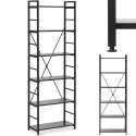 Regał na książki loftowy ze stalową ramą 28 x 60 x 182 cm czarny Regał na książki loftowy ze stalową ramą 28 x 60 x 182 cm czarny