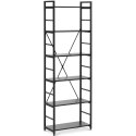 Regał na książki loftowy ze stalową ramą 28 x 60 x 182 cm czarny Regał na książki loftowy ze stalową ramą 28 x 60 x 182 cm czarny