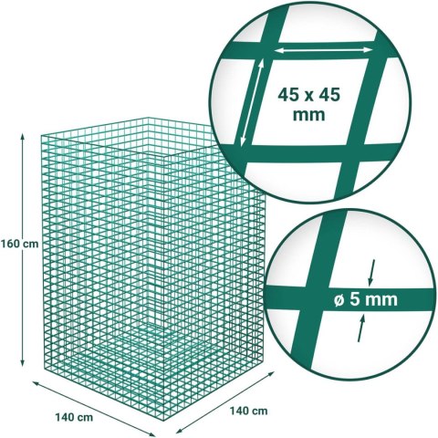 Siatka na siano w belach liście oczka 45 x 45 mm 140 x 140 x 160 cm Siatka na siano w belach liście oczka 45 x 45 mm 140 x 140 x 160 cm