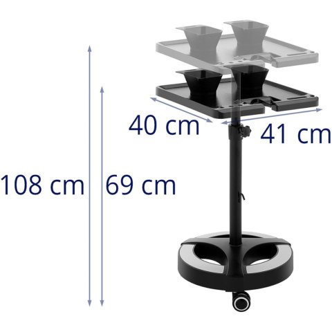 Wózek pomocnik fryzjerski regulowany 400 x 400 mm + 2 miski Wózek pomocnik fryzjerski regulowany 400 x 400 mm + 2 miski