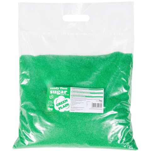 Kolorowy cukier do waty cukrowej zielony o smaku naturalnym 5kg Kolorowy cukier do waty cukrowej zielony o smaku naturalnym 5kg