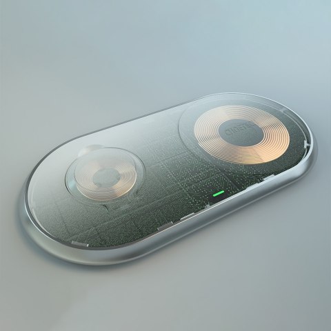 Ładowarka bezprzewodowa Qi 2w1 do smartfona Apple Watch ze stojakiem USB Typ C biały Ładowarka bezprzewodowa Qi 2w1 do smartfona Apple Watch ze stojakiem USB Typ C biały