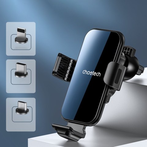 Ładowarka indukcyjna z uchwytem do samochodu + magnetyczne końcówki czarny Ładowarka indukcyjna z uchwytem do samochodu + magnetyczne końcówki czarny