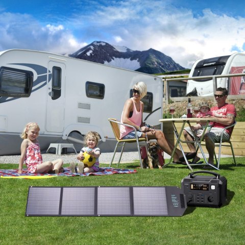 Ładowarka solarna słoneczna 100W składana USB-C 2xUSB PD QC czarna Ładowarka solarna słoneczna 100W składana USB-C 2xUSB PD QC czarna