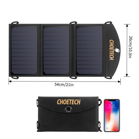 Ładowarka solarna słoneczna USB składana 19W 2xUSB czarna Ładowarka solarna słoneczna USB składana 19W 2xUSB czarna