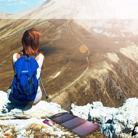 Ładowarka solarna słoneczna USB składana 19W 2xUSB czarna Ładowarka solarna słoneczna USB składana 19W 2xUSB czarna