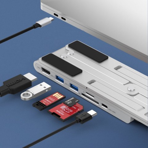 Podstawka stacja do laptopa PD USB-C HDMI 2xUSB-A 1xUSB-C 1xSD 1xTF czarny Podstawka stacja do laptopa PD USB-C HDMI 2xUSB-A 1xUSB-C 1xSD 1xTF czarny