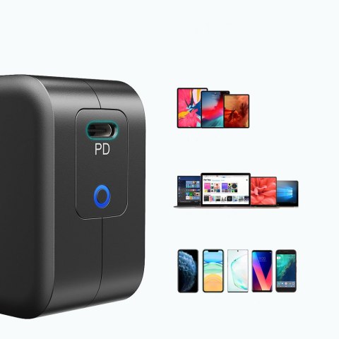 Szybka ładowarka sieciowa GaN USB Typ C 61W 3A PowerDelivery czarny Szybka ładowarka sieciowa GaN USB Typ C 61W 3A PowerDelivery czarny