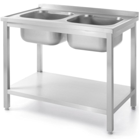 Basen zlew dwukomorowy z półką Budget Line STAL 1000 x 600 x 850 cm - Hendi 817032 Basen zlew dwukomorowy z półką Budget Line STAL 1000 x 600 x 850 cm - Hendi 817032