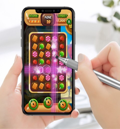 Dwustronny pojemnościowy rysik disc stylus + żelopis długopis srebrny Dwustronny pojemnościowy rysik disc stylus + żelopis długopis srebrny