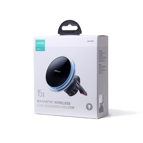 Uchwyt samochodowy do telefonu z ładowarką indukcyjną Qi 15W MagSafe na kratkę srebrny Uchwyt samochodowy do telefonu z ładowarką indukcyjną Qi 15W MagSafe na kratkę srebrny