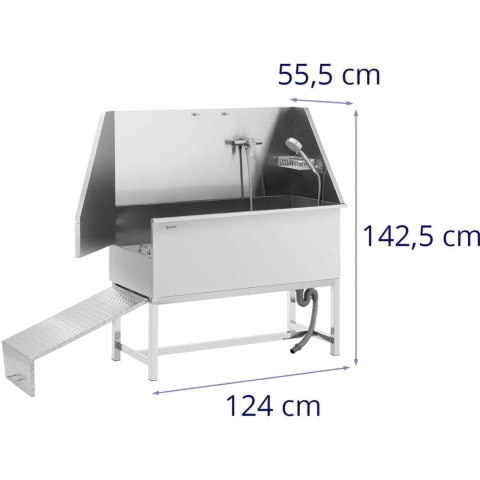 Wanna groomerska do kąpieli mycia psów zwierząt z rampą 122 x 56 x 142 cm Wanna groomerska do kąpieli mycia psów zwierząt z rampą 122 x 56 x 142 cm