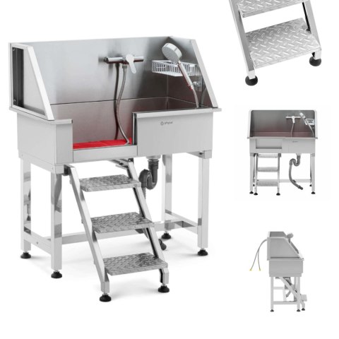 Wanna groomerska do kąpieli mycia psów zwierząt ze schodami 90 x 90 x 106 cm Wanna groomerska do kąpieli mycia psów zwierząt ze schodami 90 x 90 x 106 cm